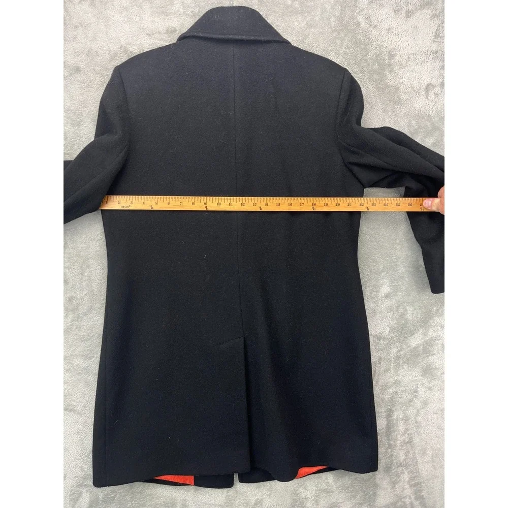 Michael by Michael Kors Women's Trench Coat 14 Black 100% Wool‎ Lined Pockets